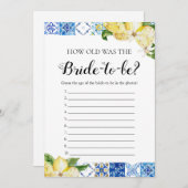 Blue Tiles Lemons wie alt war das Spiel der Braut Einladung (Vorne/Hinten)