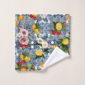 Blue tiles Mediterranean Floral  Badhandtuch Set (Waschlappen)