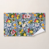 Blue tiles Mediterranean Floral  Badhandtuch Set (Handtuch)