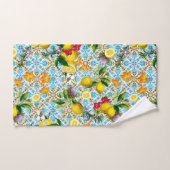 Blue tiles Mediterranean Floral  Badhandtuch Set (Handtuch)