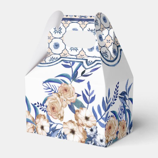 Blue Tiles Mediterranean Lemon Pattern Geschenkschachtel (Rückseite)