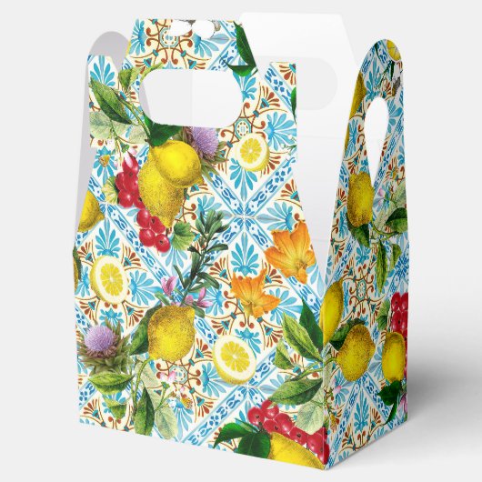 Blue Tiles Mediterranean Lemon Pattern Geschenkschachtel (Geöffnet)