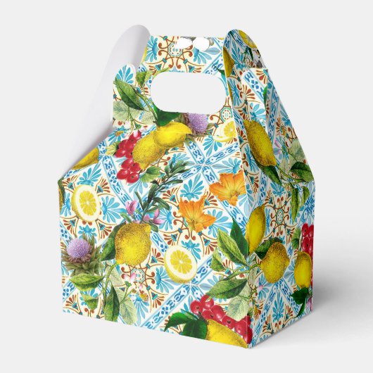 Blue Tiles Mediterranean Lemon Pattern Geschenkschachtel (Vorderseite)