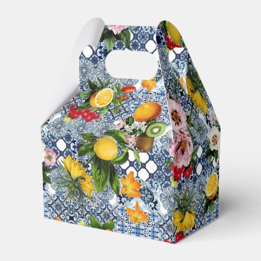 Blue Tiles Mediterranean Lemon Pattern Geschenkschachtel (Rückseite)