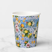 Blue Tiles Mediterranean Pattern Pappbecher (Rückseite)