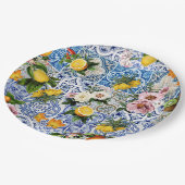 Blue Tiles Mediterranean Pattern Pappteller (Schrägansicht)