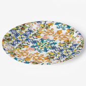Blue Tiles Mediterranean Pattern Pappteller (Schrägansicht)