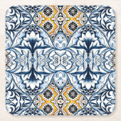 Blue Tiles Mediterranean Pattern  Rechteckiger Pappuntersetzer (Vorderseite)