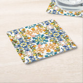 Blue Tiles Mediterranean Pattern  Rechteckiger Pappuntersetzer (angewinkelt)