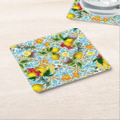 Blue Tiles Mediterranean Pattern  Rechteckiger Pappuntersetzer (angewinkelt)