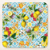 Blue Tiles Mediterranean Pattern  Rechteckiger Pappuntersetzer (Vorderseite)