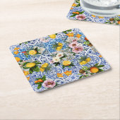 Blue Tiles Mediterranean Pattern  Rechteckiger Pappuntersetzer (angewinkelt)