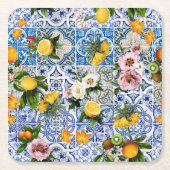Blue Tiles Mediterranean Pattern  Rechteckiger Pappuntersetzer (Vorderseite)