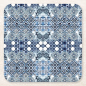 Blue Tiles Mediterranean Pattern  Rechteckiger Pappuntersetzer (Vorderseite)
