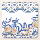 Blue Tiles Mediterranean Pattern  Rechteckiger Pappuntersetzer (Vorderseite)