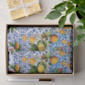 Blue Tiles Mediterranean Pattern Seidenpapier (Geschenk)