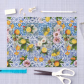Blue Tiles Mediterranean Pattern Seidenpapier (Handwerk)