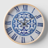 Blue Tiles portugiesisches Azulejo Motif Roman Num Uhr (Vorderseite)