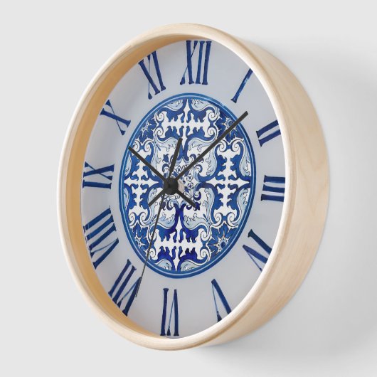 Blue Tiles portugiesisches Azulejo Motif Roman Num Uhr (Winkel)