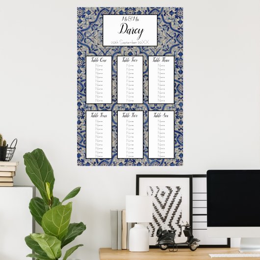 Blue Tiles Seating Chart Poster (Heimbüro)