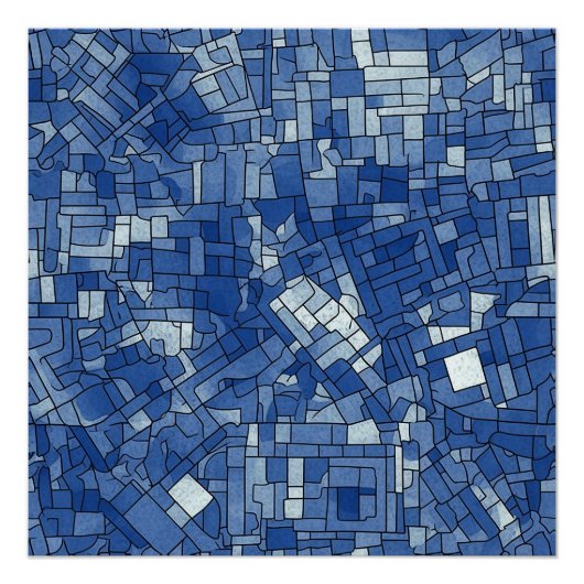 Blue Tiles Semi Gloss Poster (Vorderseite)