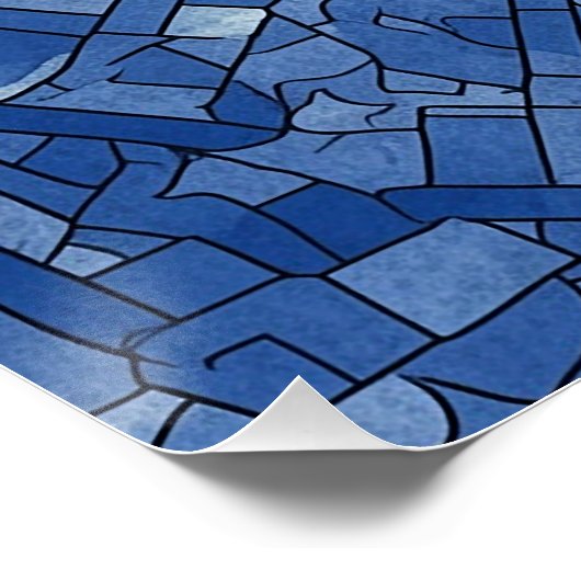 Blue Tiles Semi Gloss Poster (Ecke)