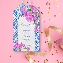 Blue Tiles und Bougainvillea elegante Dankeschön Geschenkanhänger