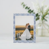 Blue tiles Vielen Dank | Hochzeitspostkarte Foto Postkarte (Stehend Vorderseite)