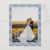 Blue tiles Vielen Dank | Hochzeitspostkarte Foto Postkarte (Vorderseite)