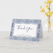 Blue tiles Wedding Danke Card Karte (Gelbe Blume)
