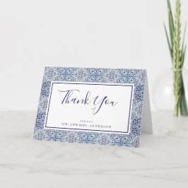 Blue tiles Wedding Danke Card Karte
