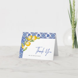Blue Tiles Wedding Lemons Dankeskarte