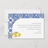 Blue Tiles Wedding Lemons Dankeskarte (Rückseite)