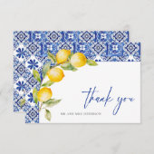 Blue Tiles Wedding Lemons Dankeskarte (Vorne/Hinten)