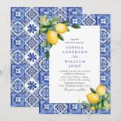 Blue Tiles Wedding Lemons Einladung (Vorne/Hinten)