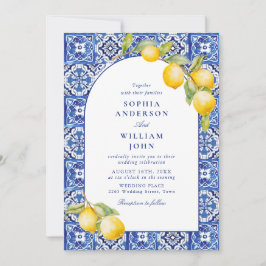 Blue Tiles Wedding Lemons Einladung