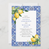 Blue Tiles Wedding Lemons Einladung (Vorderseite)