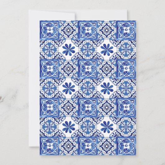 Blue Tiles Wedding Lemons Einladung (Rückseite)