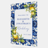 Blue Tiles Yellow Lemons Begrüßung Acrylschild (Winkel)