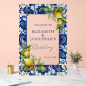 Blue Tiles Yellow Lemons Begrüßung Acrylschild (Hochzeit)