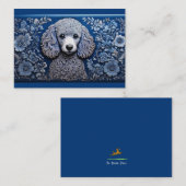 Blue Tin Folk Art Poodle Note Card Mitteilungskarte (Vorne/Hinten)