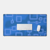 Blue Tint Geometric Squares Desk Mat Schreibtischunterlage (Tastatur & Maus)