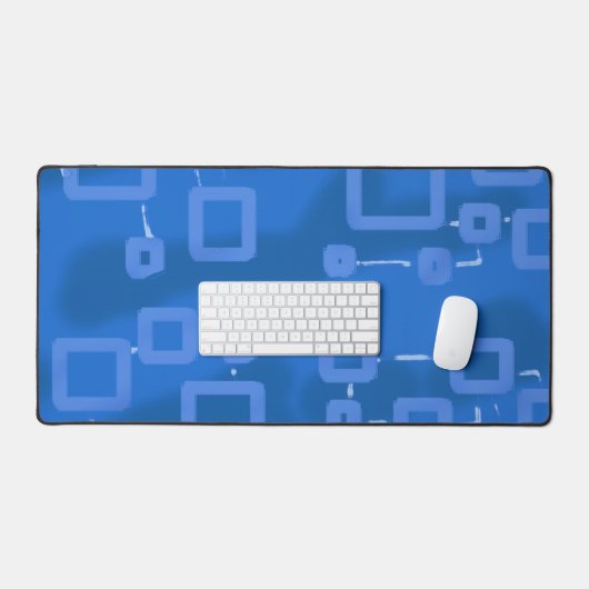 Blue Tint Geometric Squares Desk Mat Schreibtischunterlage (Tastatur & Maus)