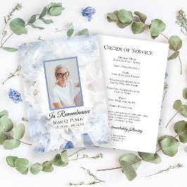 Blue Tintion Carnation Funerary Memorial Service Programm