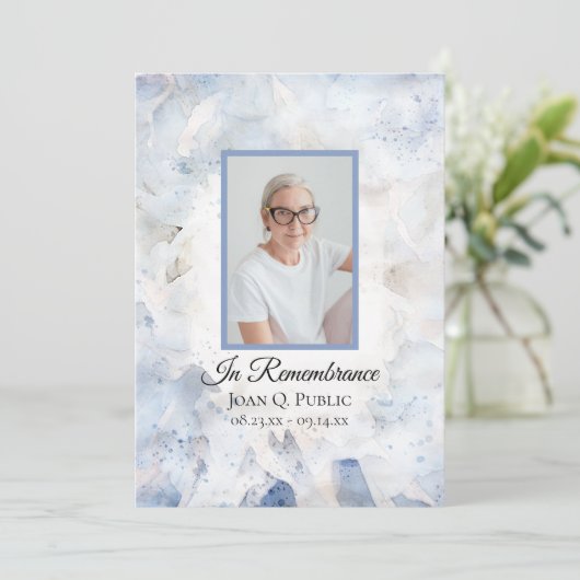 Blue Tintion Carnation Funerary Memorial Service Programm (Stehend Vorderseite)