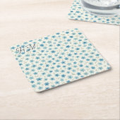 Blue Tiny Flower Simple Customize Your Initial Rechteckiger Pappuntersetzer (angewinkelt)