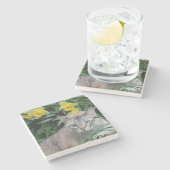 Blue Tip Siam und daffodia Steinuntersetzer (Seitenansicht)
