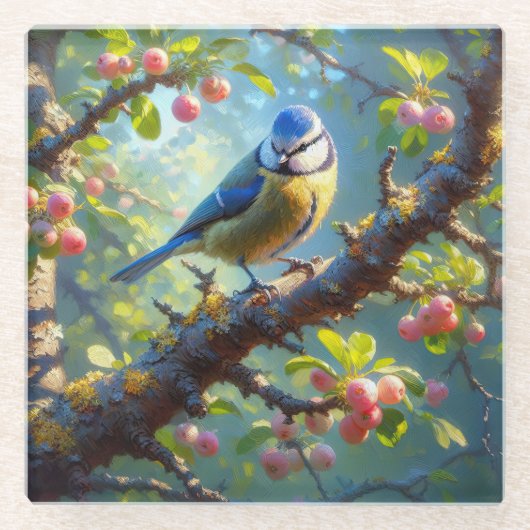 Blue Tit 1 Glasuntersetzer (Vorderseite)