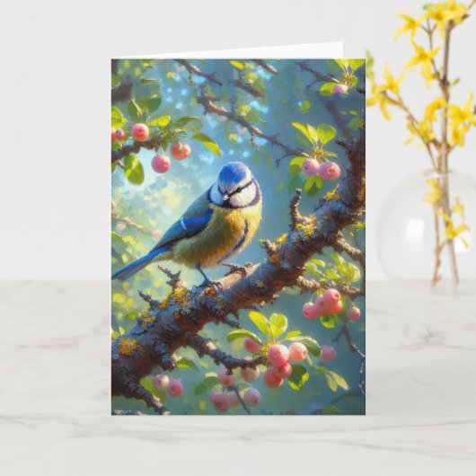 Blue Tit 1 Karte (Gelbe Blume)