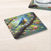 Blue Tit 1 Rechteckiger Pappuntersetzer (angewinkelt)